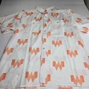 Whataburger Men's Short Sleeve Logo Shirt W/Pearl Snaps NWOT Med Free Ship  A6